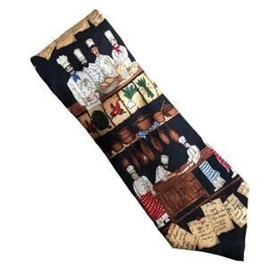 Alynn Neckwear Black White Kiss Cook Chef USA Made Novelty Silk Work Neck Tie